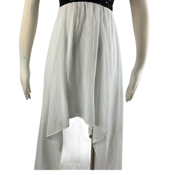 B. Darlin 1/2 Party Dress Formal Black White Hi Lo - Picture 2 of 7